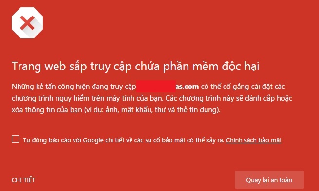 Khac phuc canh bao trang web sap truy cap chua chuong trinh doc hai lua dao